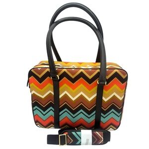 Missoni For Target Travel Tote Zig Zag Brown/Blue Zip Weekender